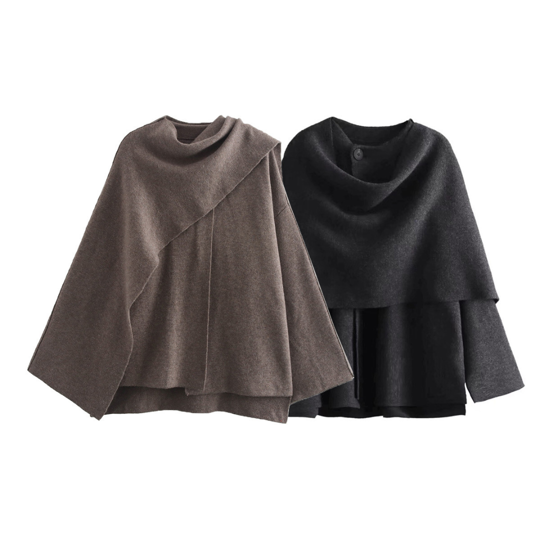 Emma Asymmetric Wool Poncho
