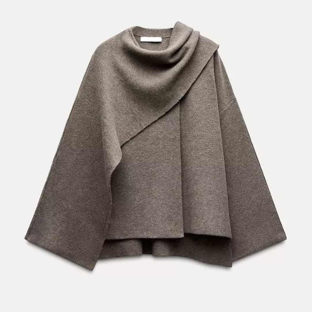 Emma Asymmetric Wool Poncho