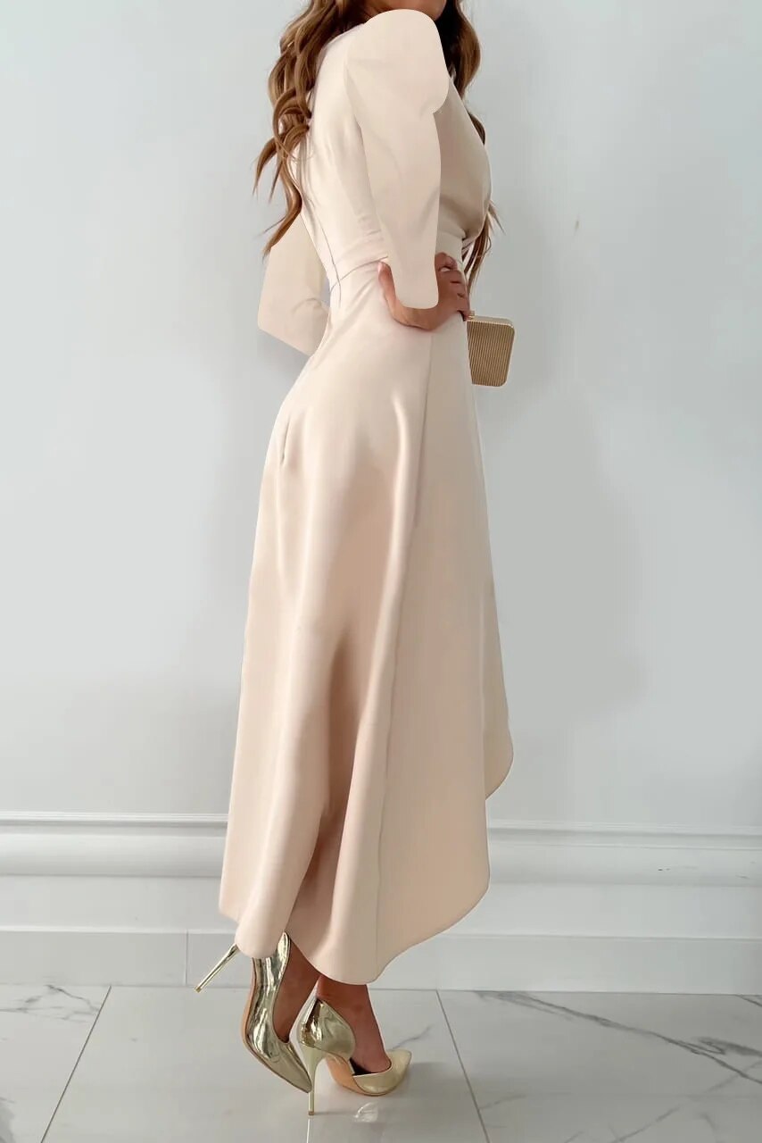 Elena Asymmetric V-Neck Midi Dress