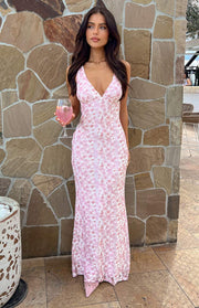 Klea Pink Lace Maxi Dress