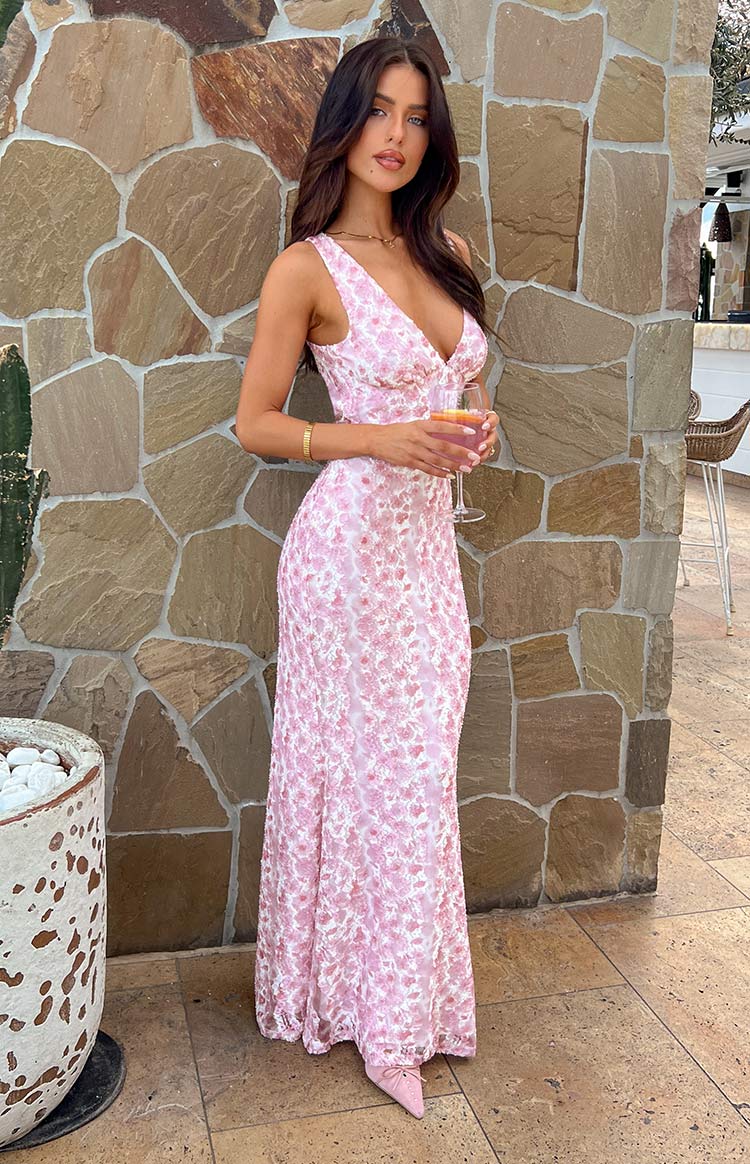 Klea Pink Lace Maxi Dress