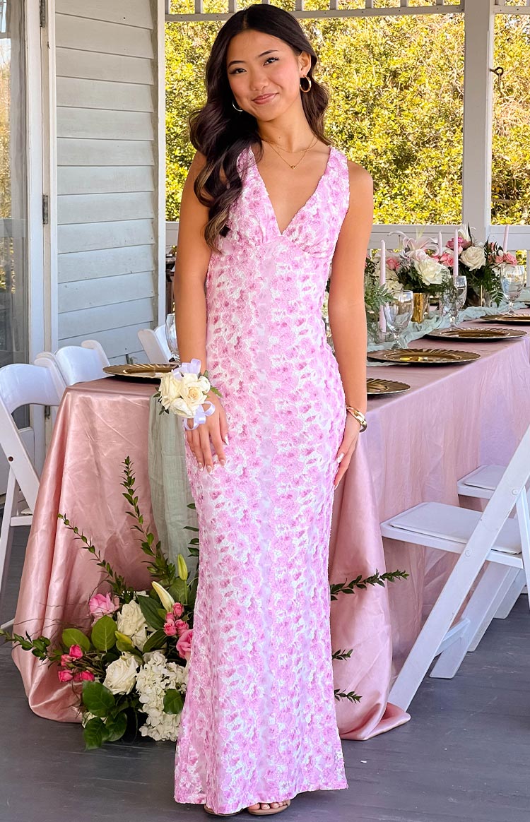 Klea Pink Lace Maxi Dress