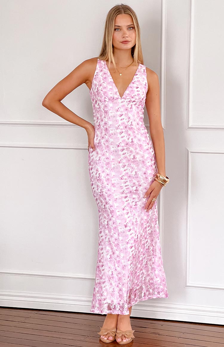 Klea Pink Lace Maxi Dress