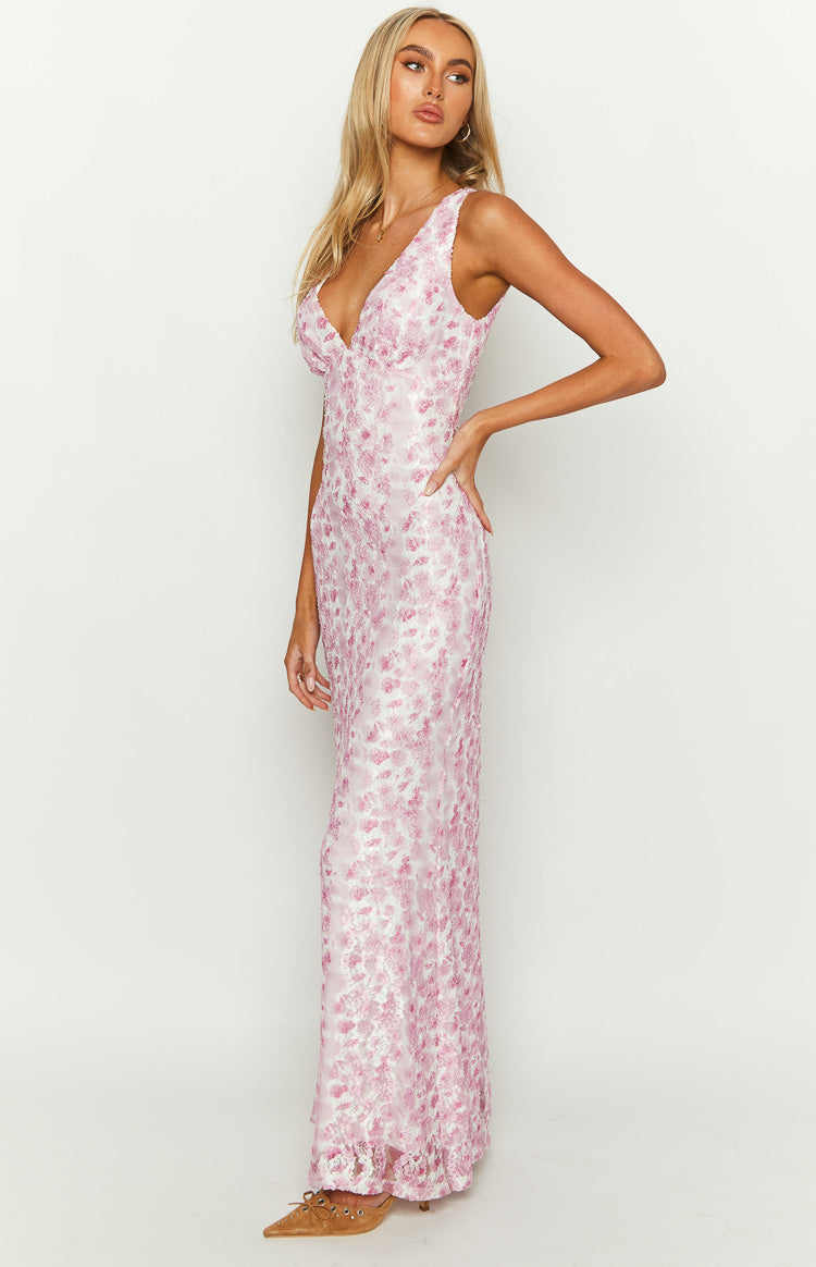 Klea Pink Lace Maxi Dress