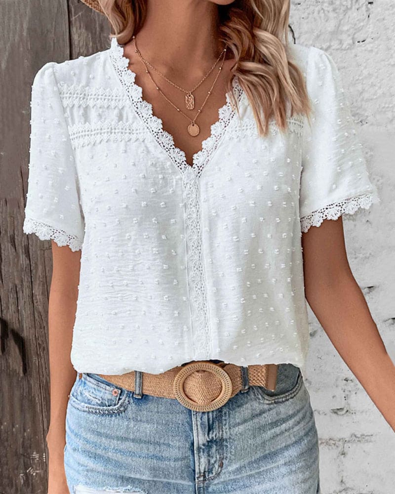 Lily Lace-Trim Lightweight Blouse