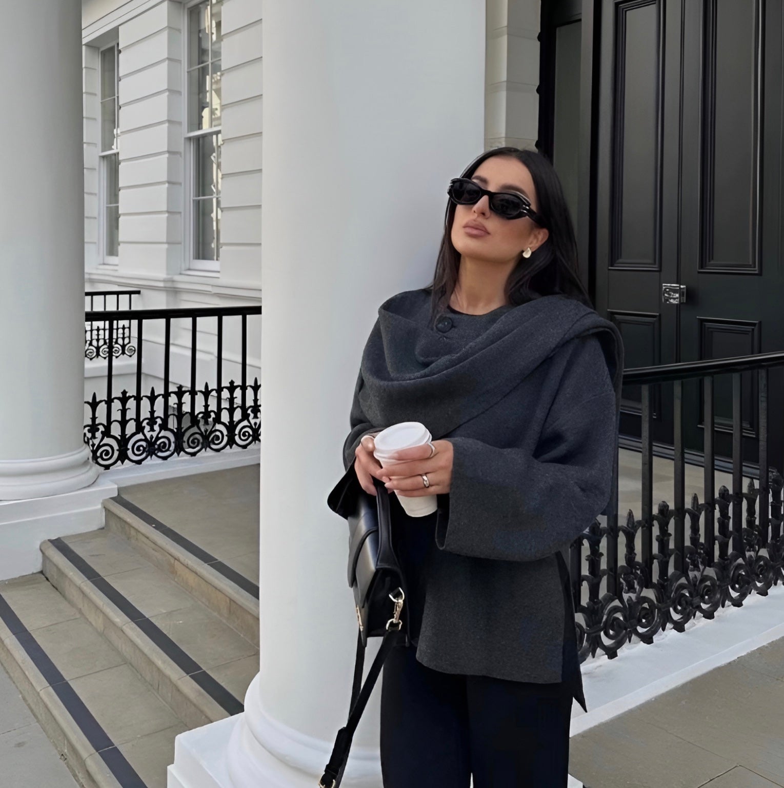 Emma Asymmetric Wool Poncho