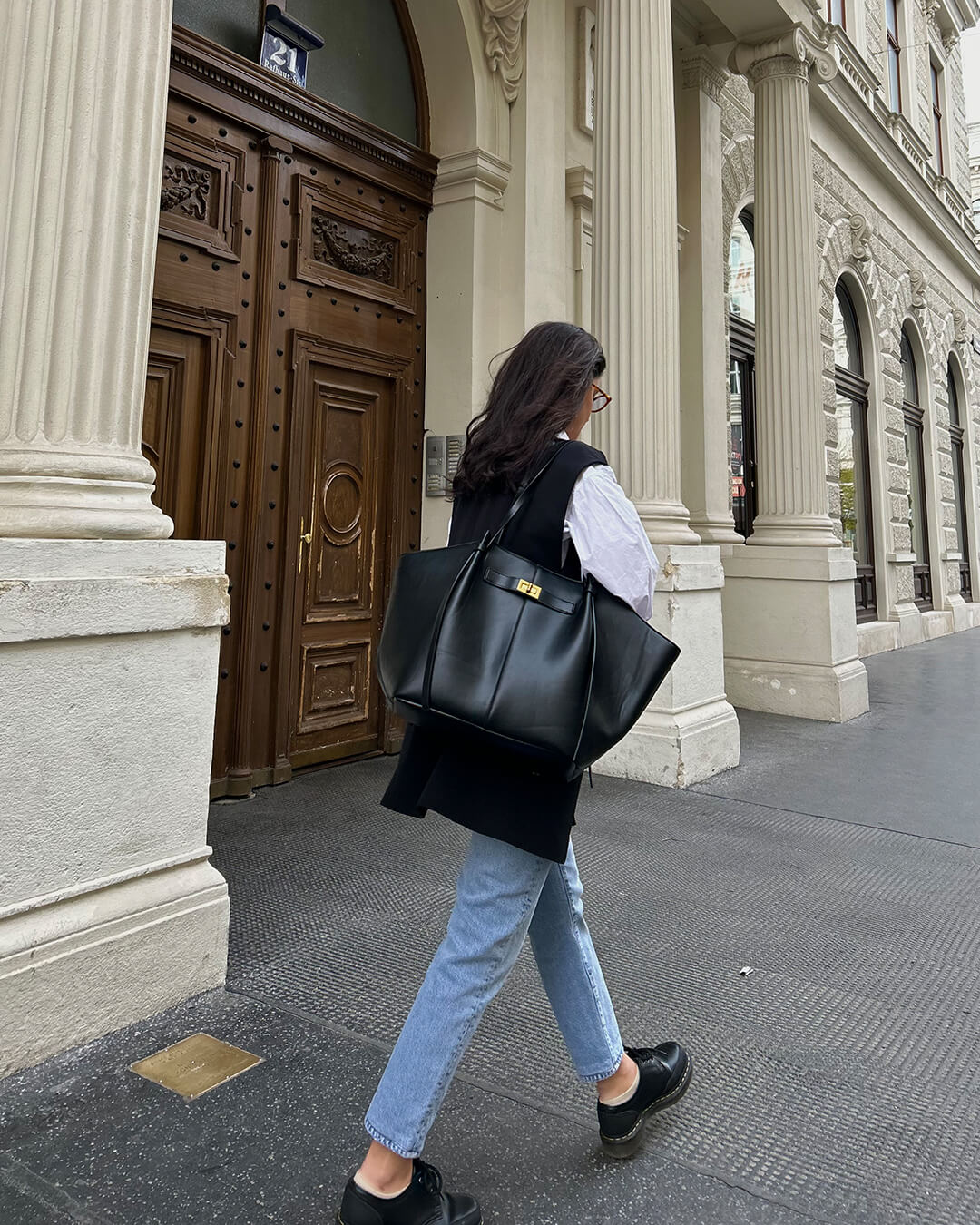 Katharina Structured Black Shopper Bag