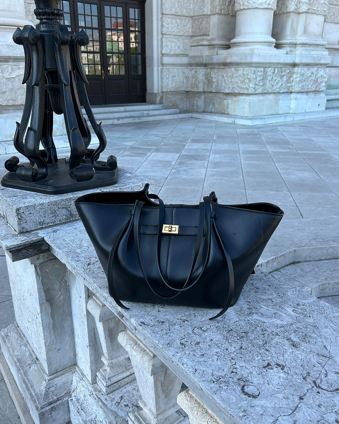 Katharina Structured Black Shopper Bag