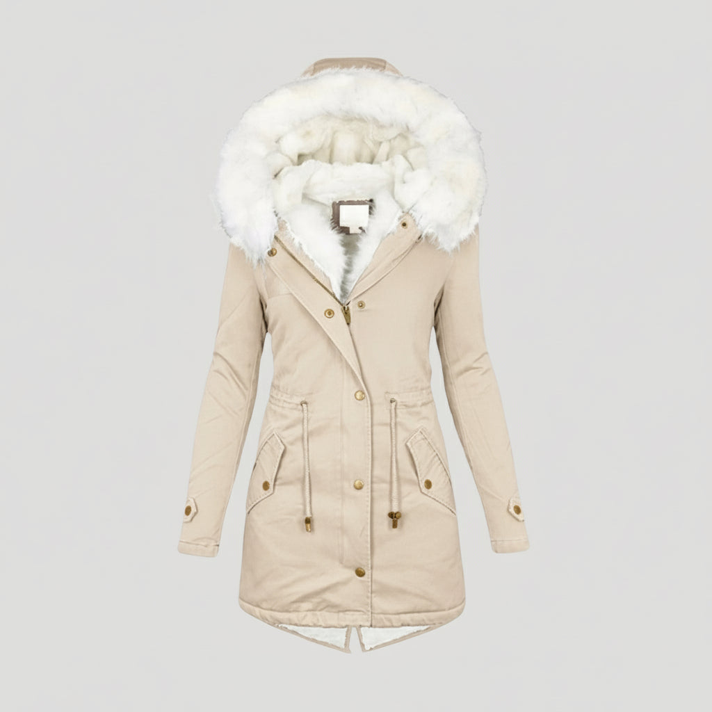 Mia Faux Fur Hooded Belted Parka