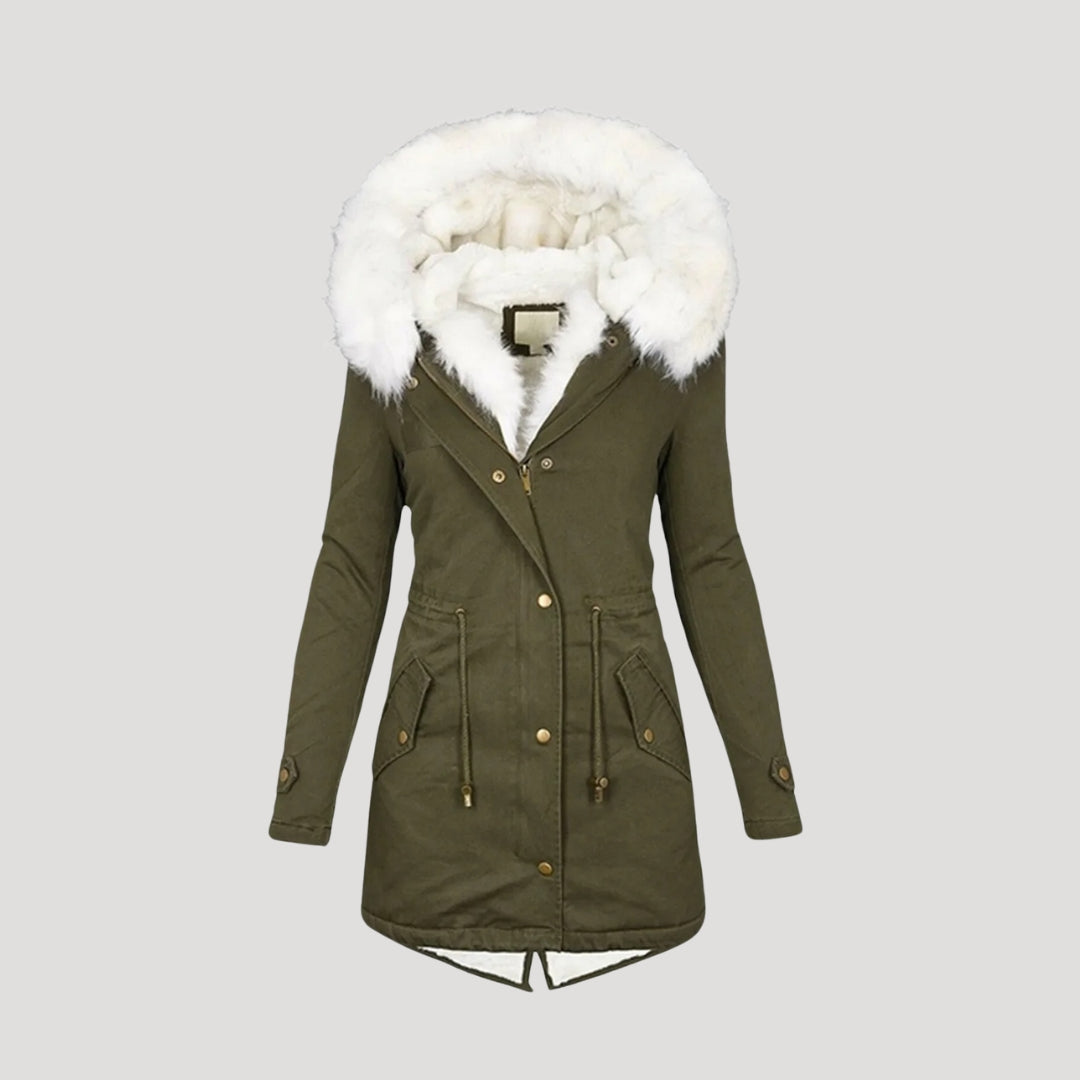 Mia Faux Fur Hooded Belted Parka