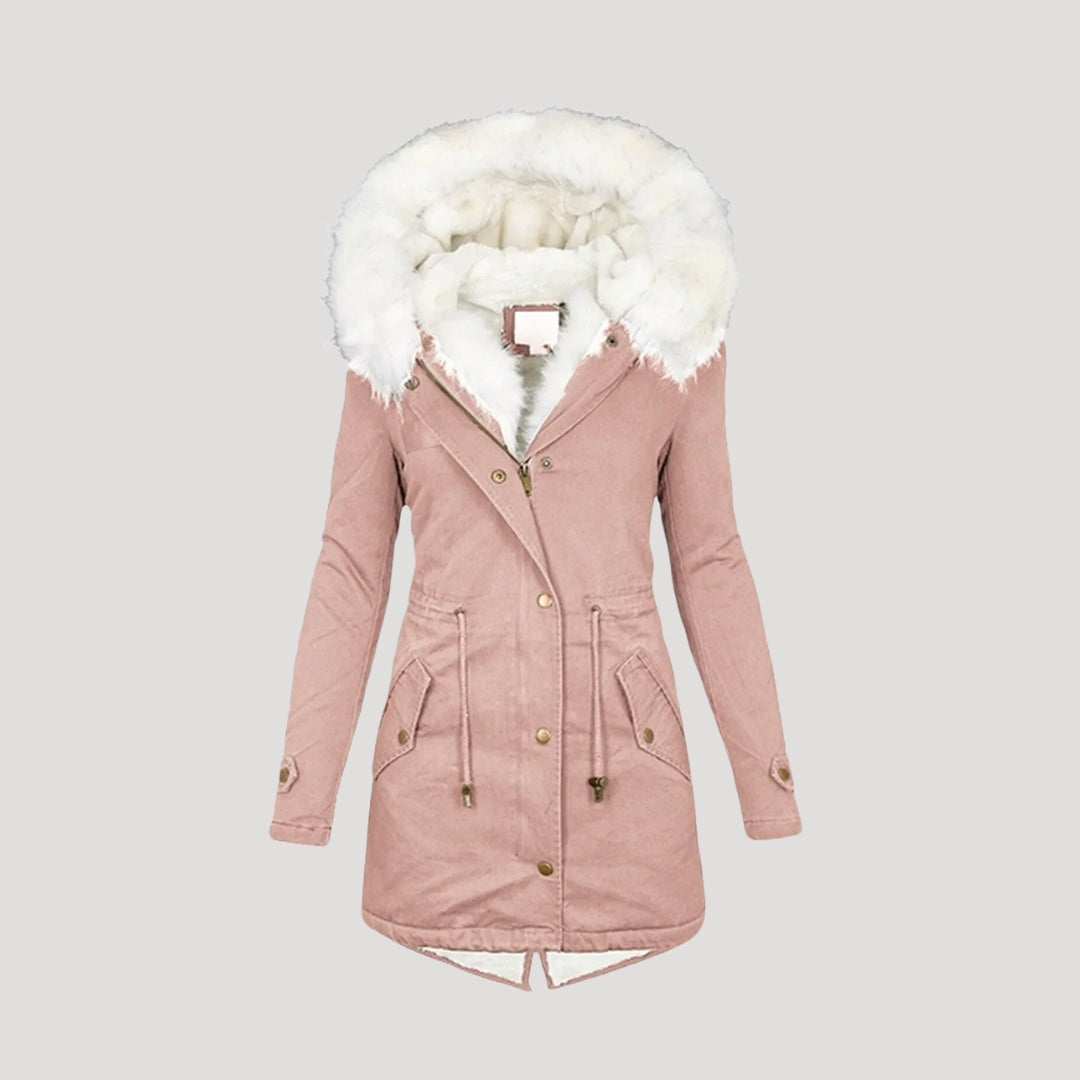 Mia Faux Fur Hooded Belted Parka
