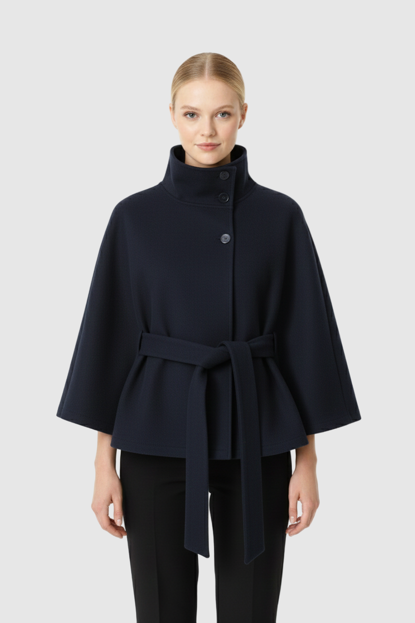 Ivanna Wool-Blend Long Coat with Belt