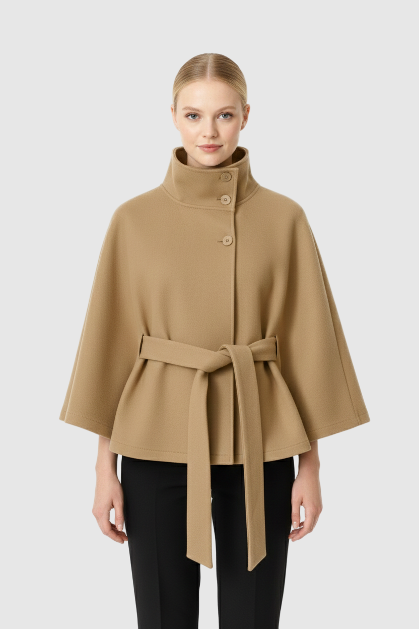 Ivanna Wool-Blend Long Coat with Belt