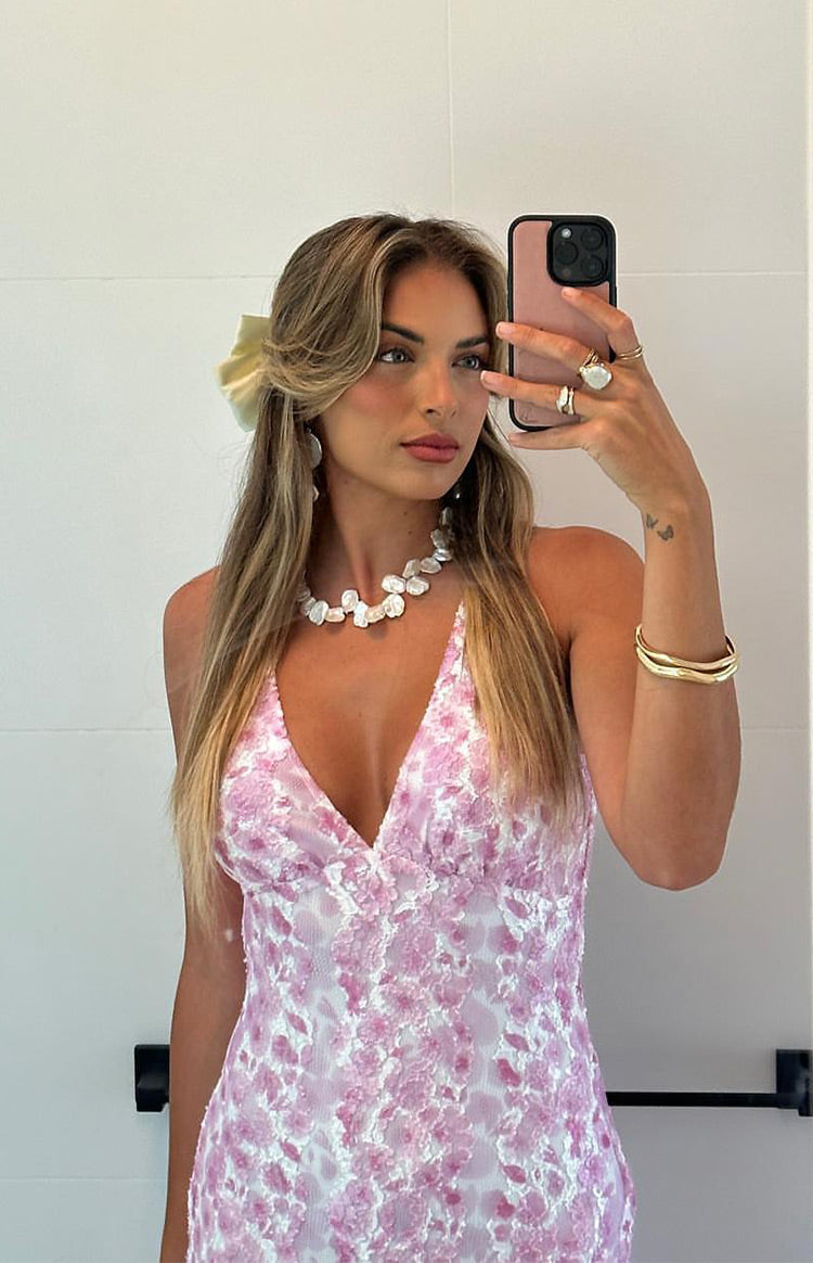 Klea Pink Lace Maxi Dress