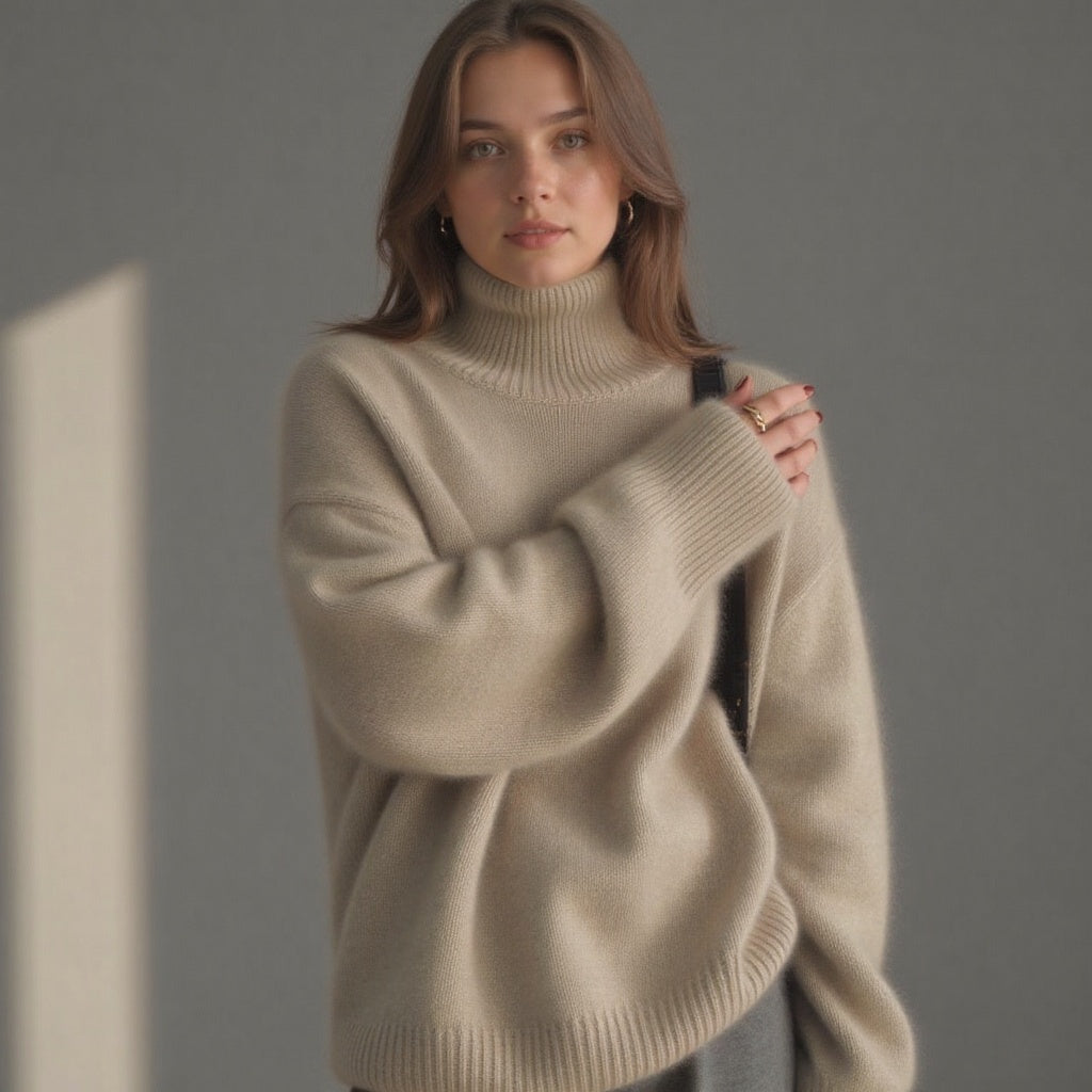 Sydney Cashmere Oversized Turtleneck Sweater